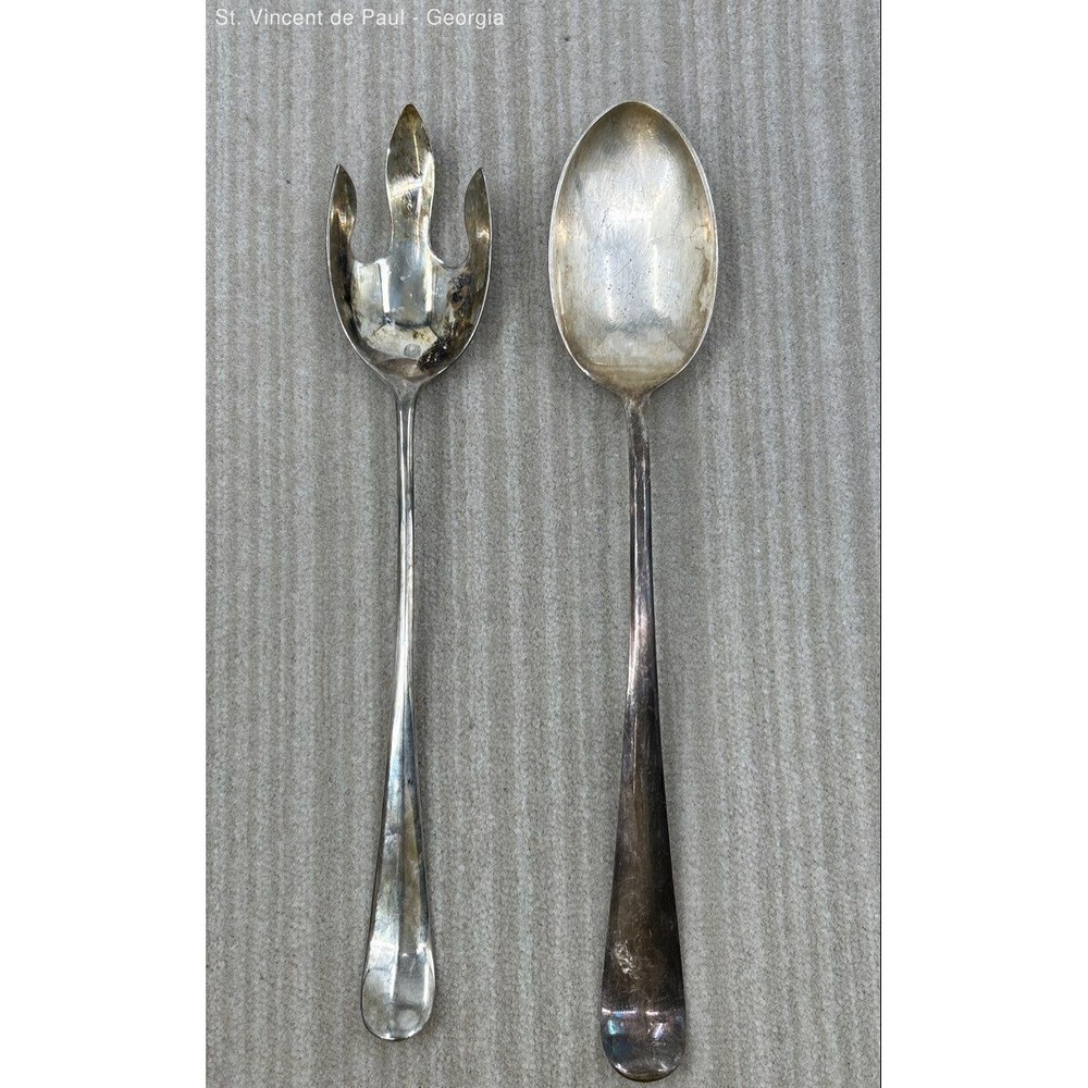 Vintage Georgian style Gerity Silver Plated Salad Serving Spoon and Fork #48 VGC